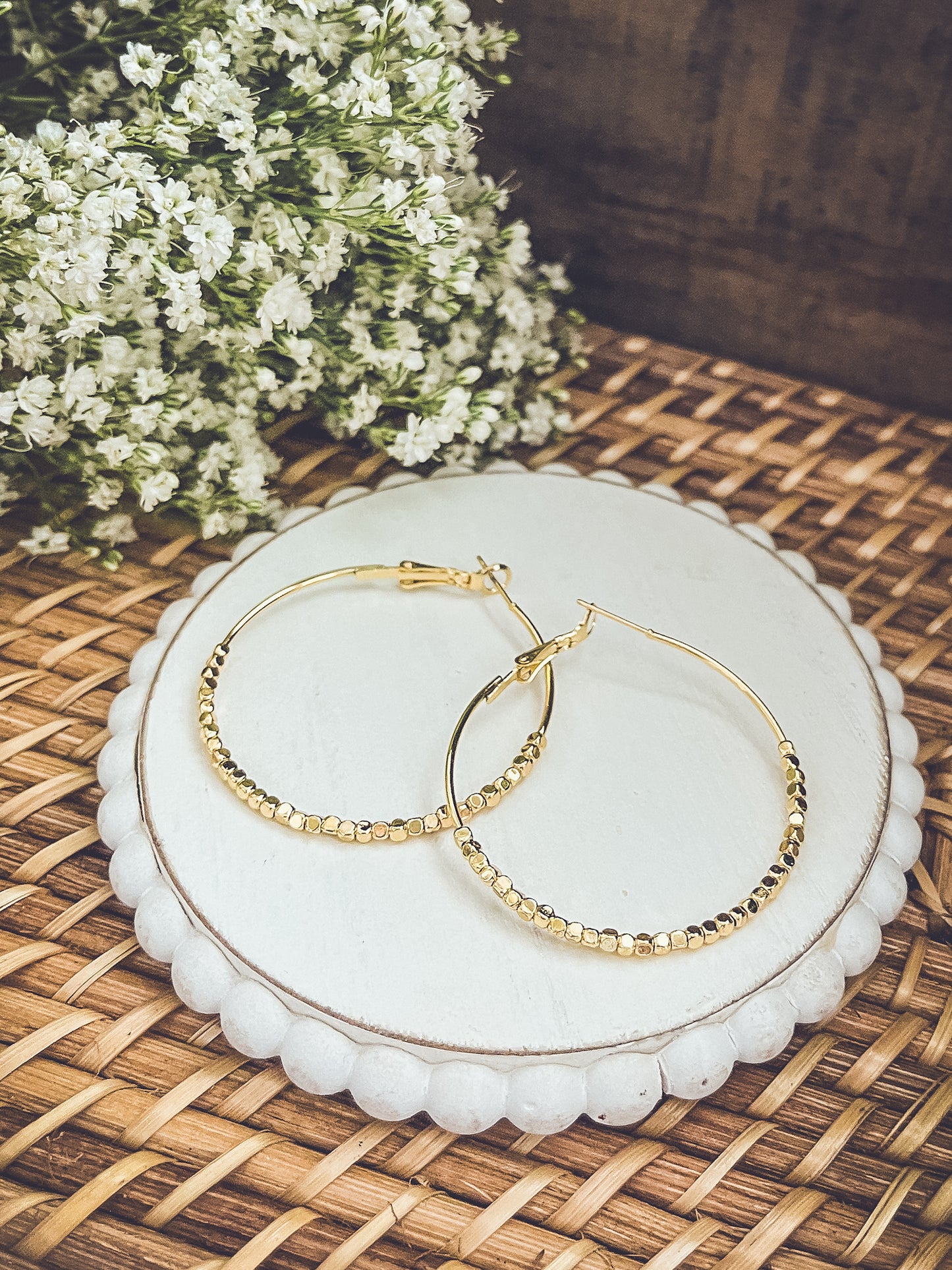 Beautiful Gold Glimmer Hoop Earrings