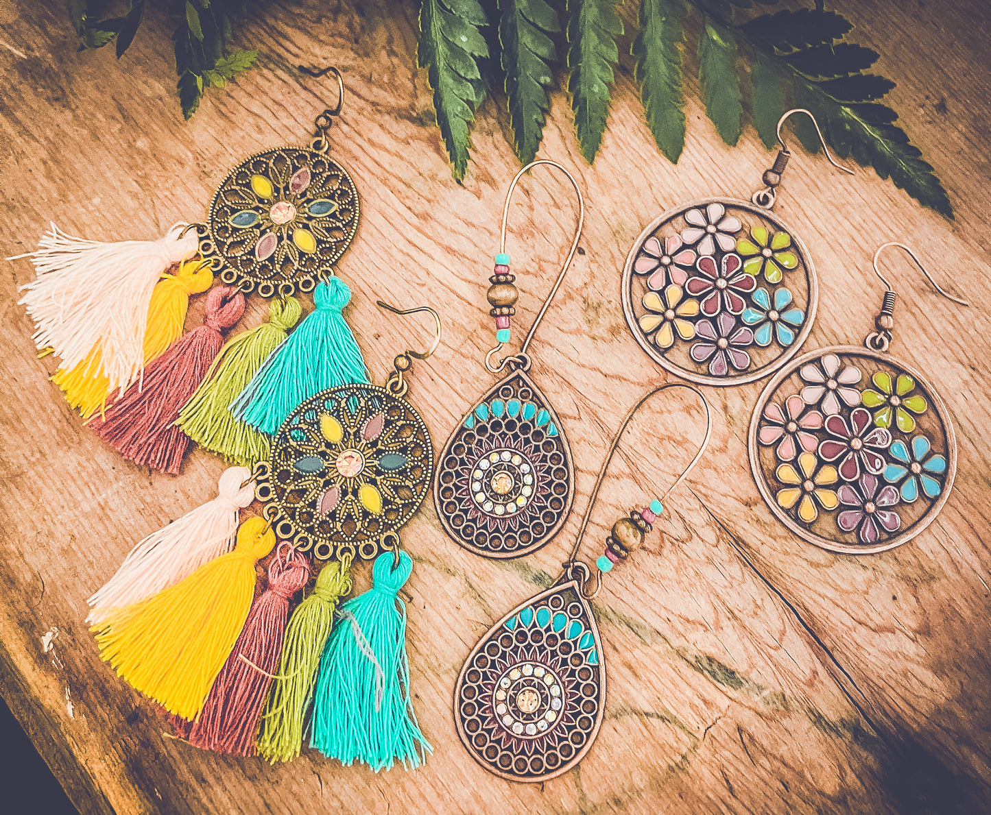 Beautiful Colorful Bohemian Earring Set - Set of 3