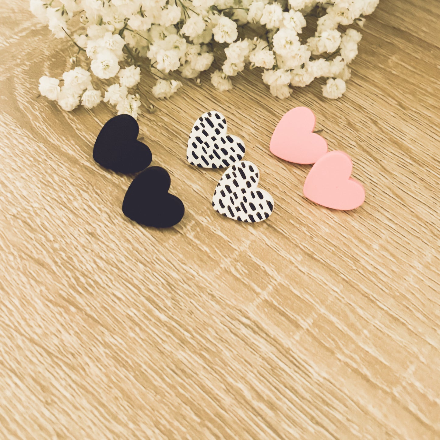 Beautiful Set of 3 Heart Studs