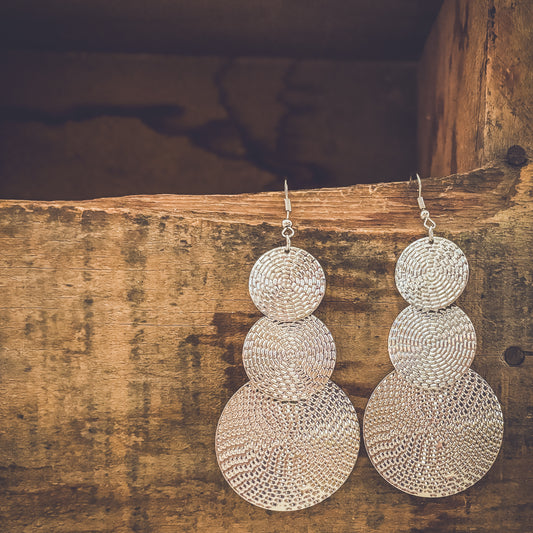 Beautiful Silver Disc Drop Earrings