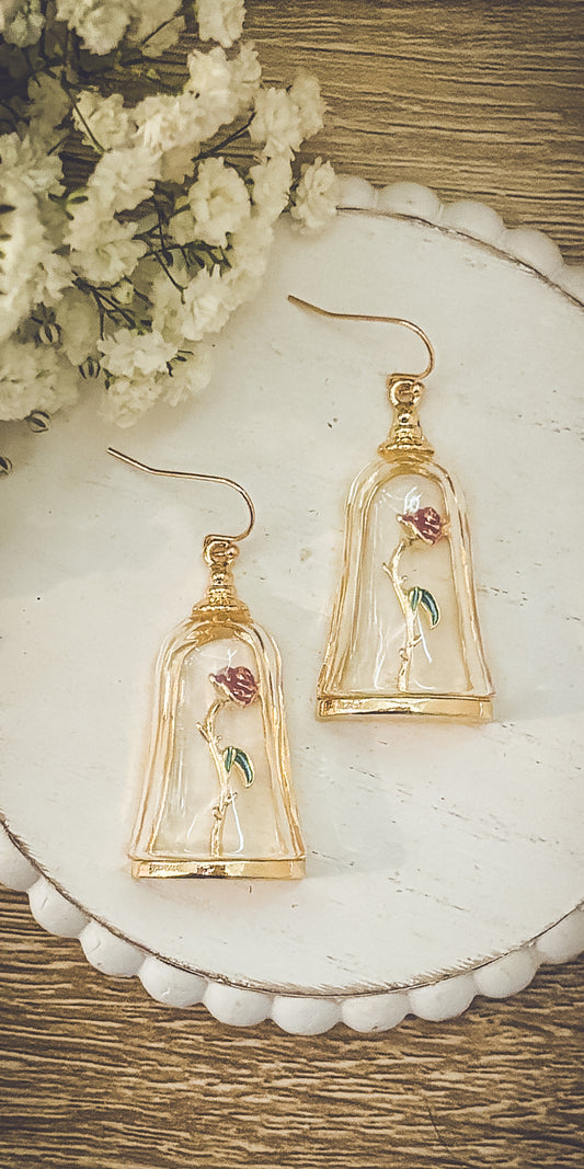 Beautiful Rose in Case Earrings