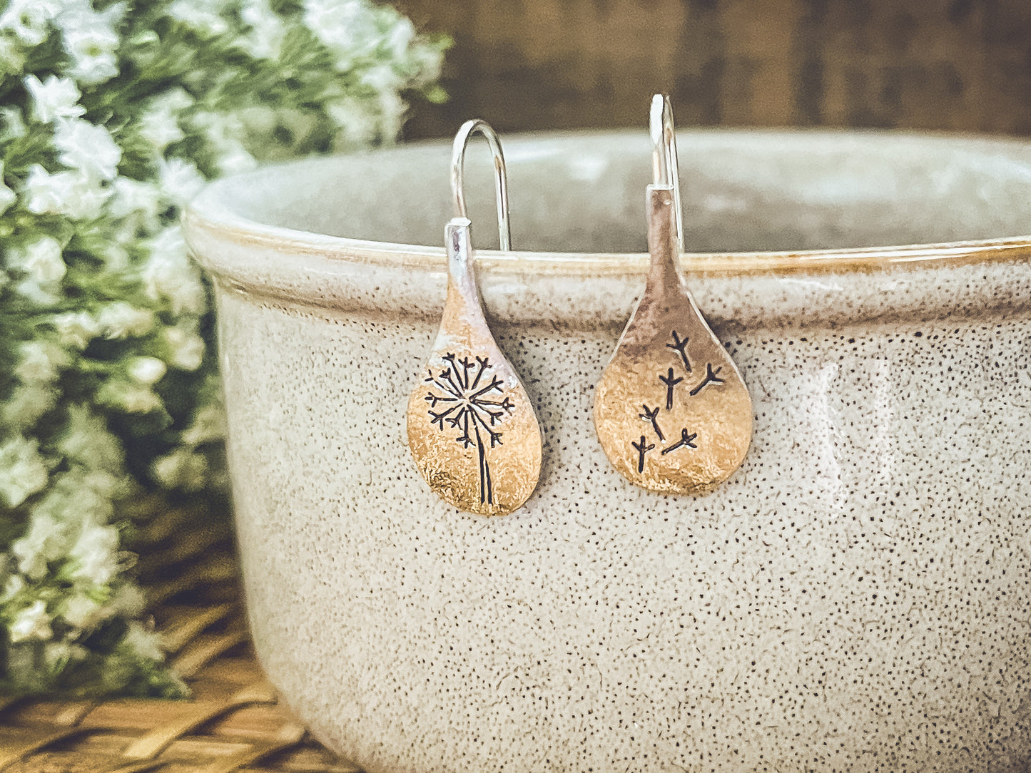 Silver Dandelion Earrings