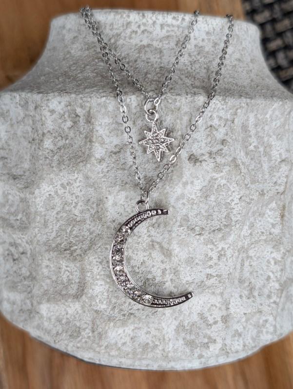 Beautiful Gold or Silver Celestial Moon and Star Necklace