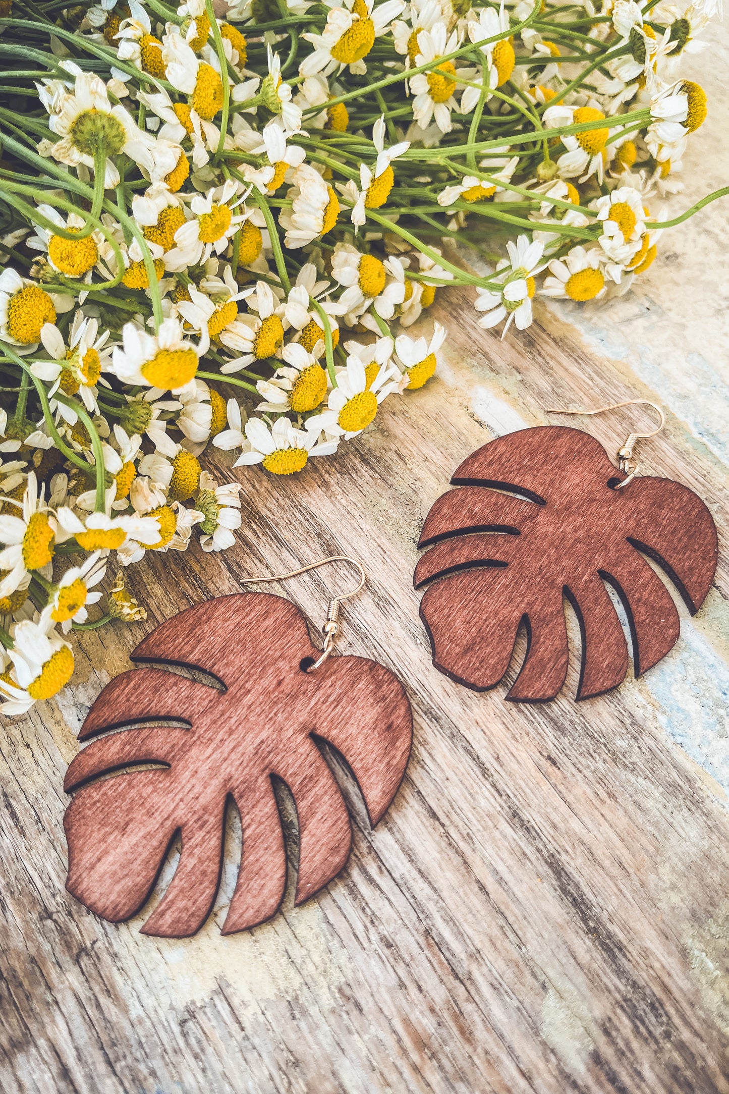 Beautiful Wood Leaf Earrings