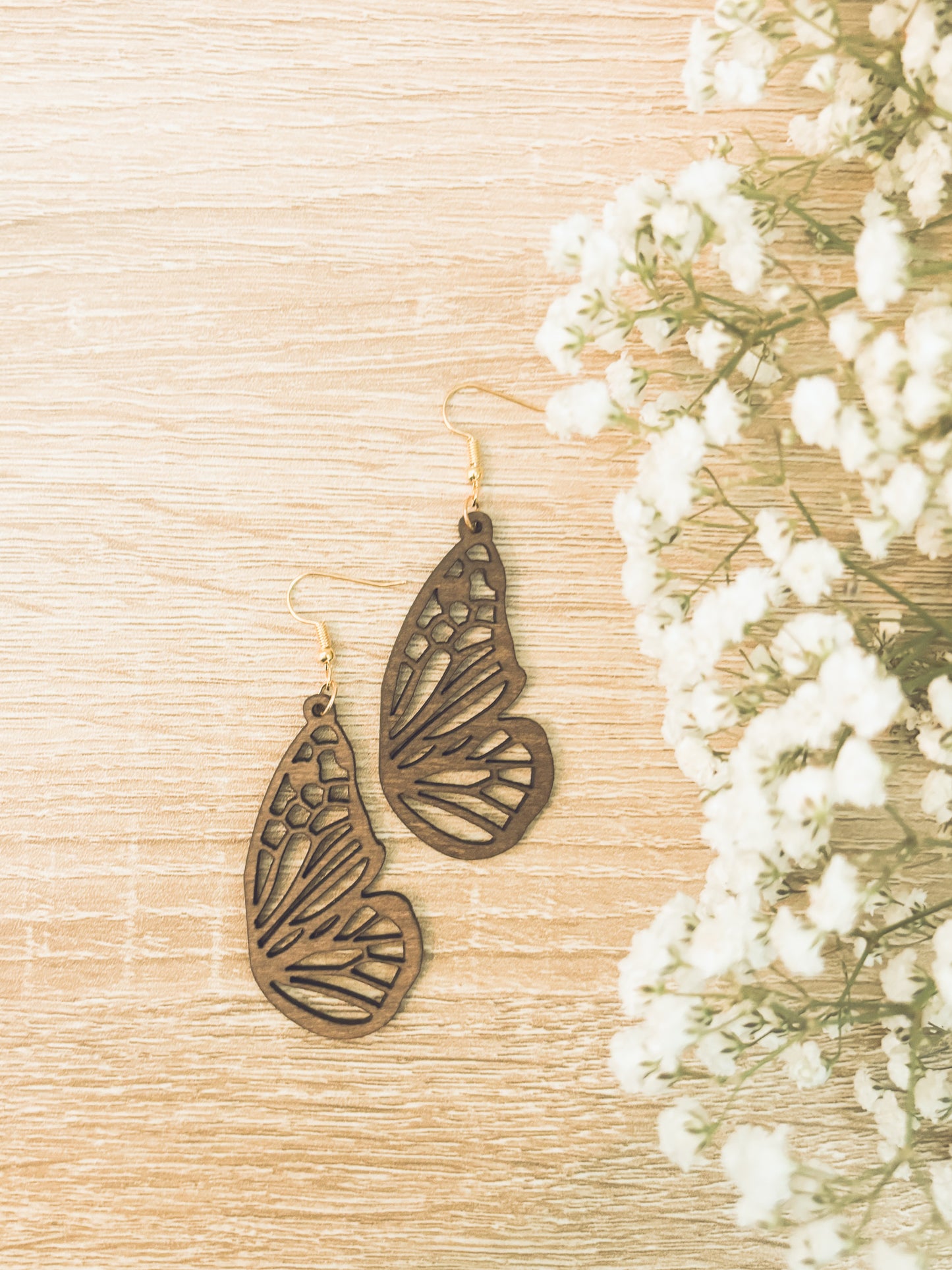 Beautiful Butterfly Wood Earrings