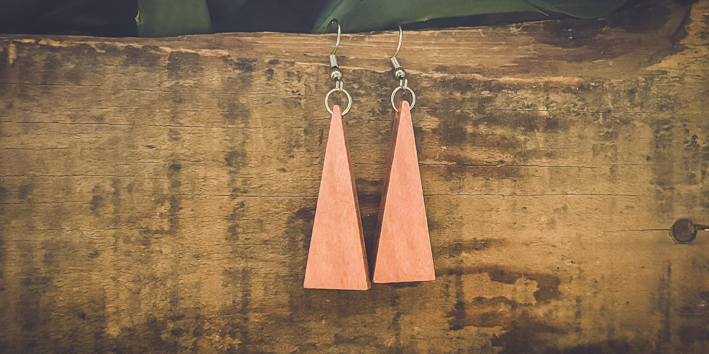 Beautiful Boho Triangle Wooden Drop Earrings