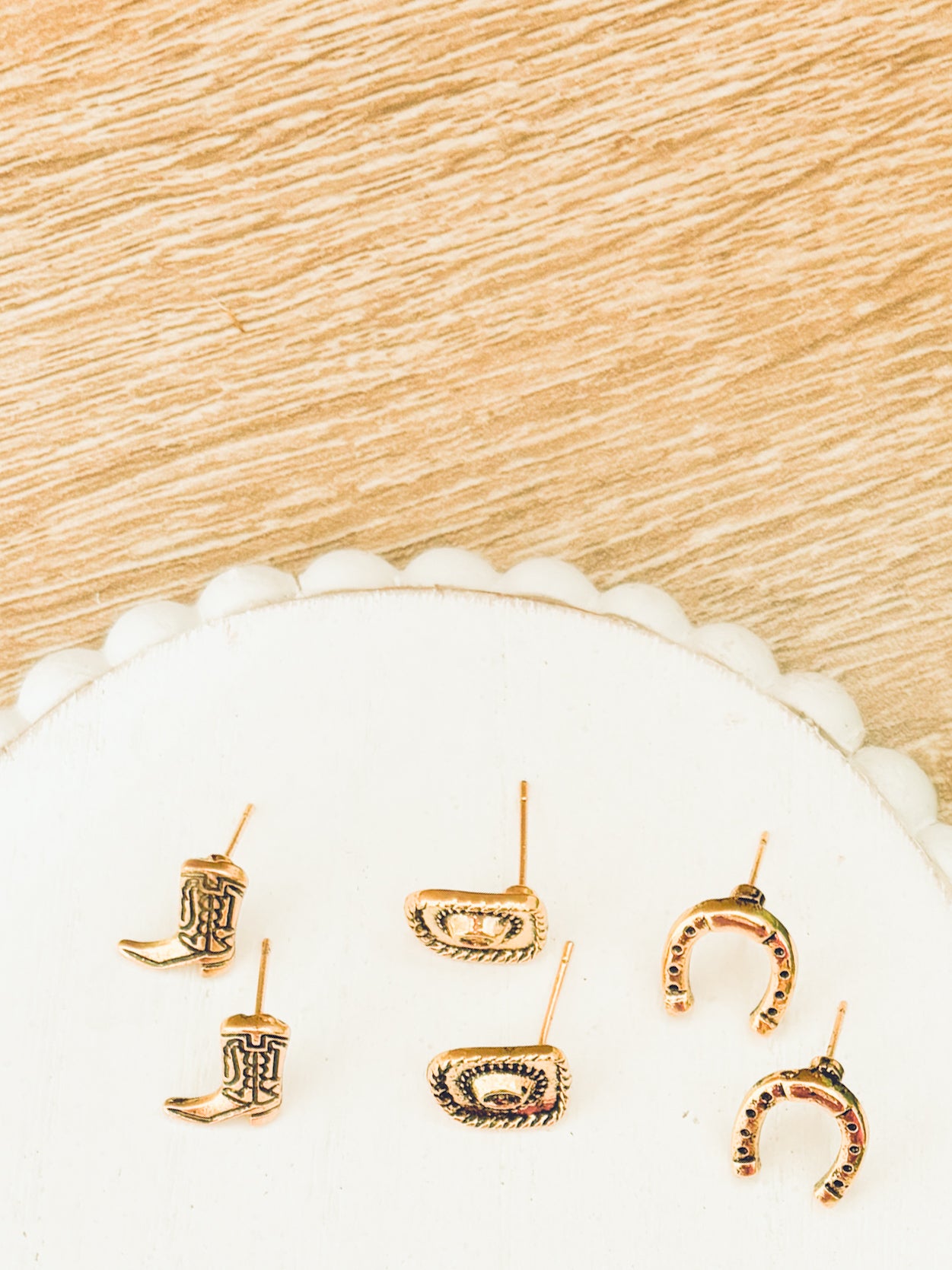 Adorable Gold Western Studs- Set of 3