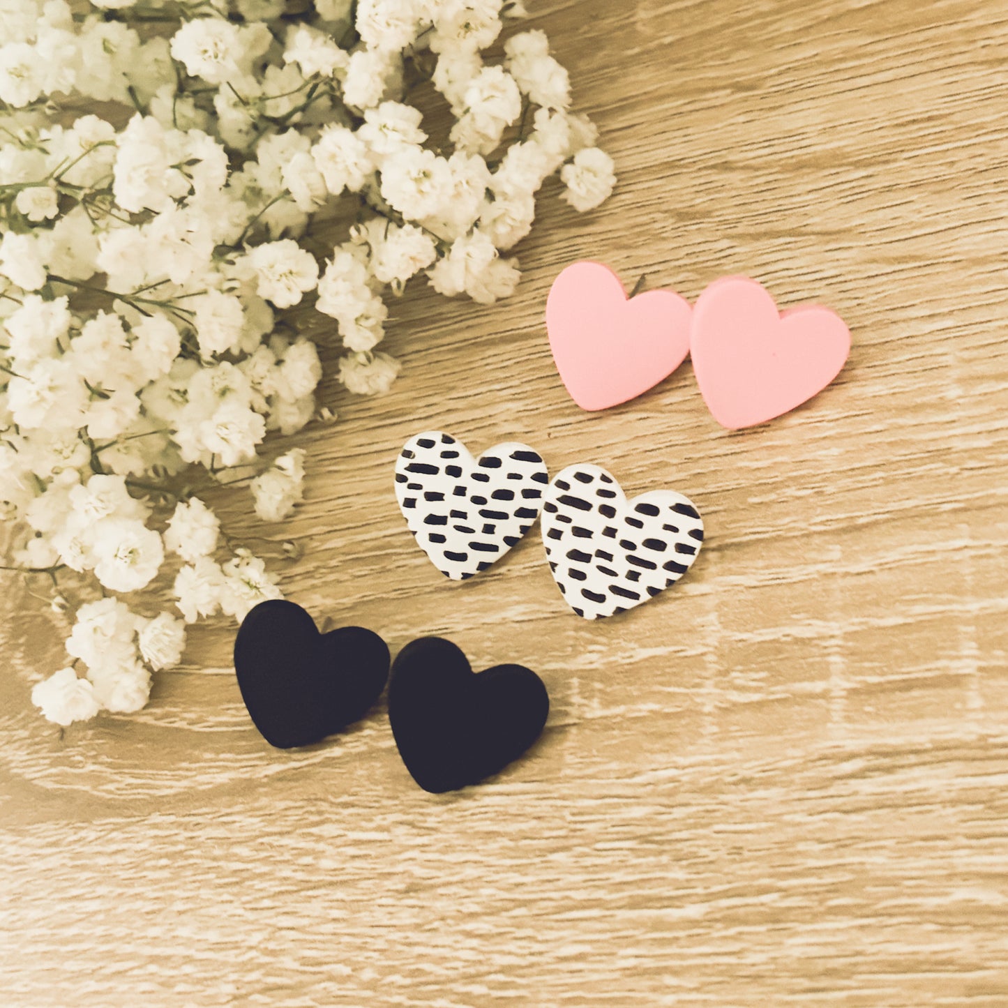 Beautiful Set of 3 Heart Studs