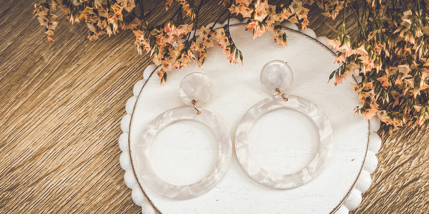 Beautiful White Acrylic Hoops