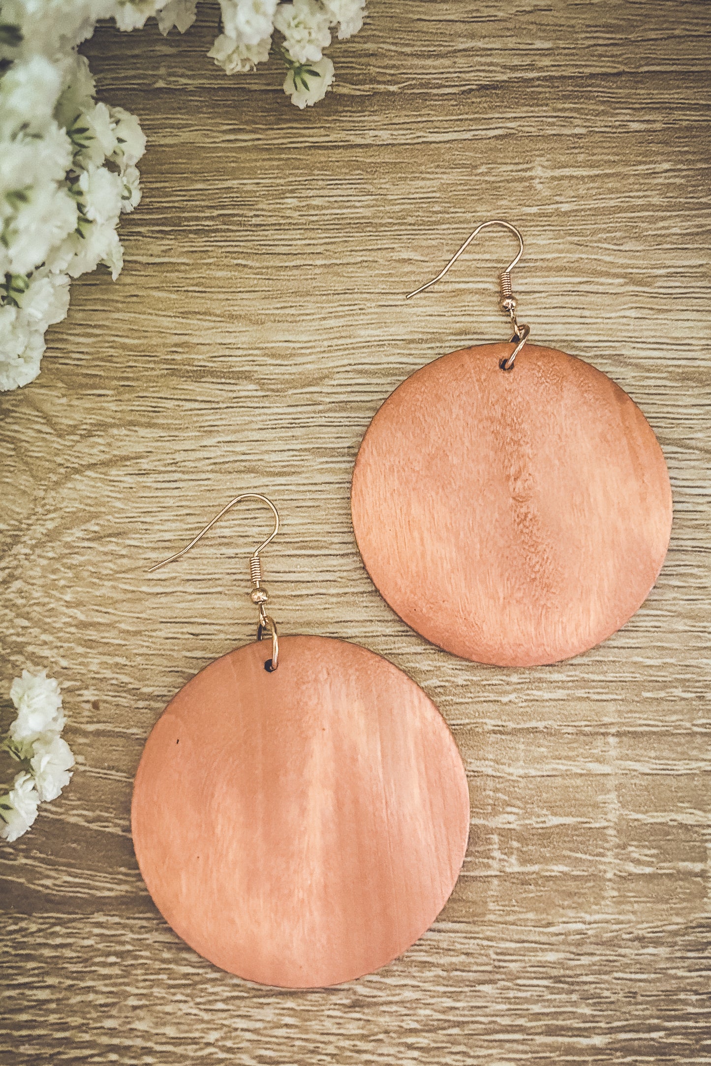 Beautiful Wood Circle Earrings