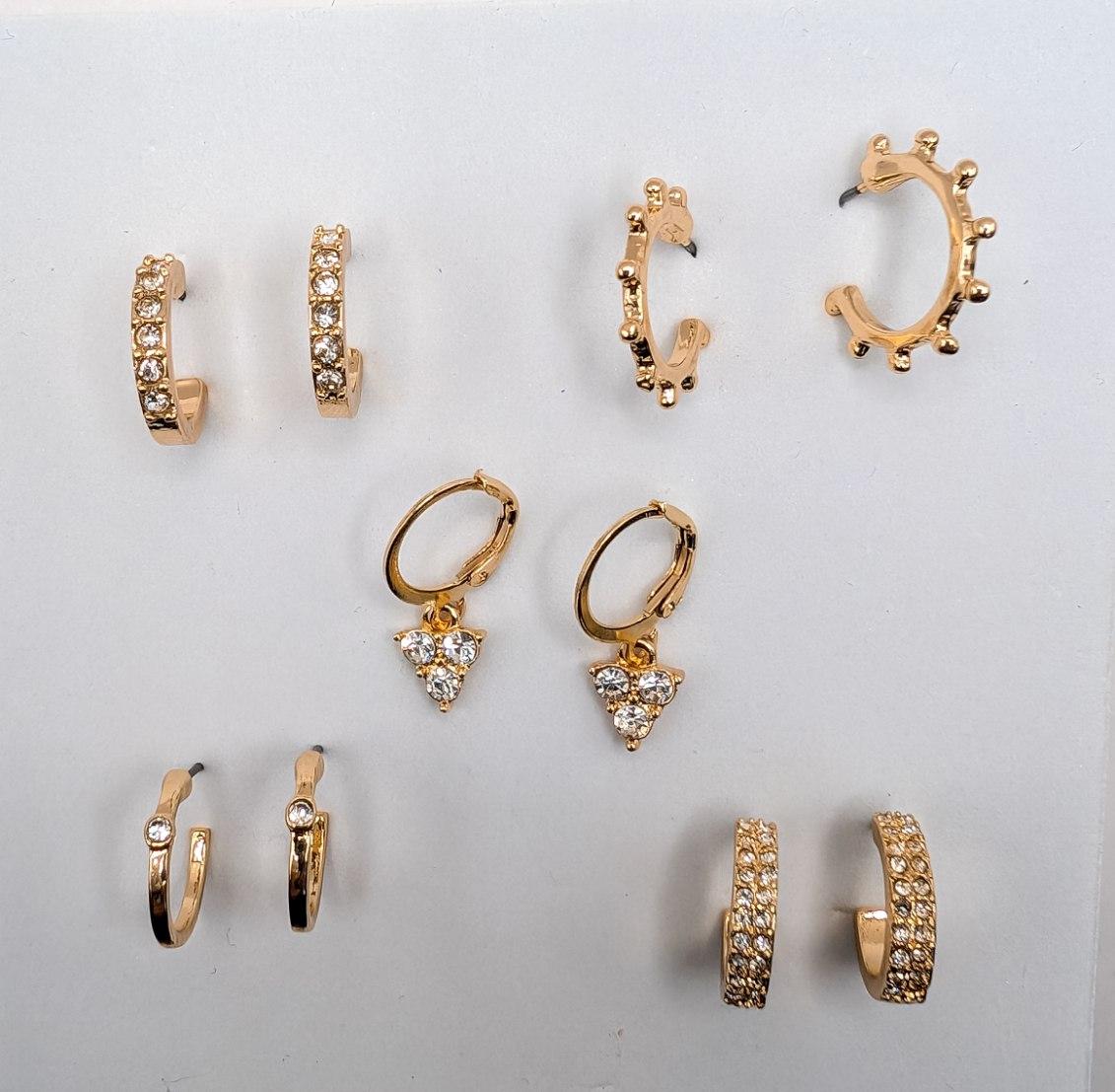 Beautiful 5 Pair Set of Gold Hoop Earrings