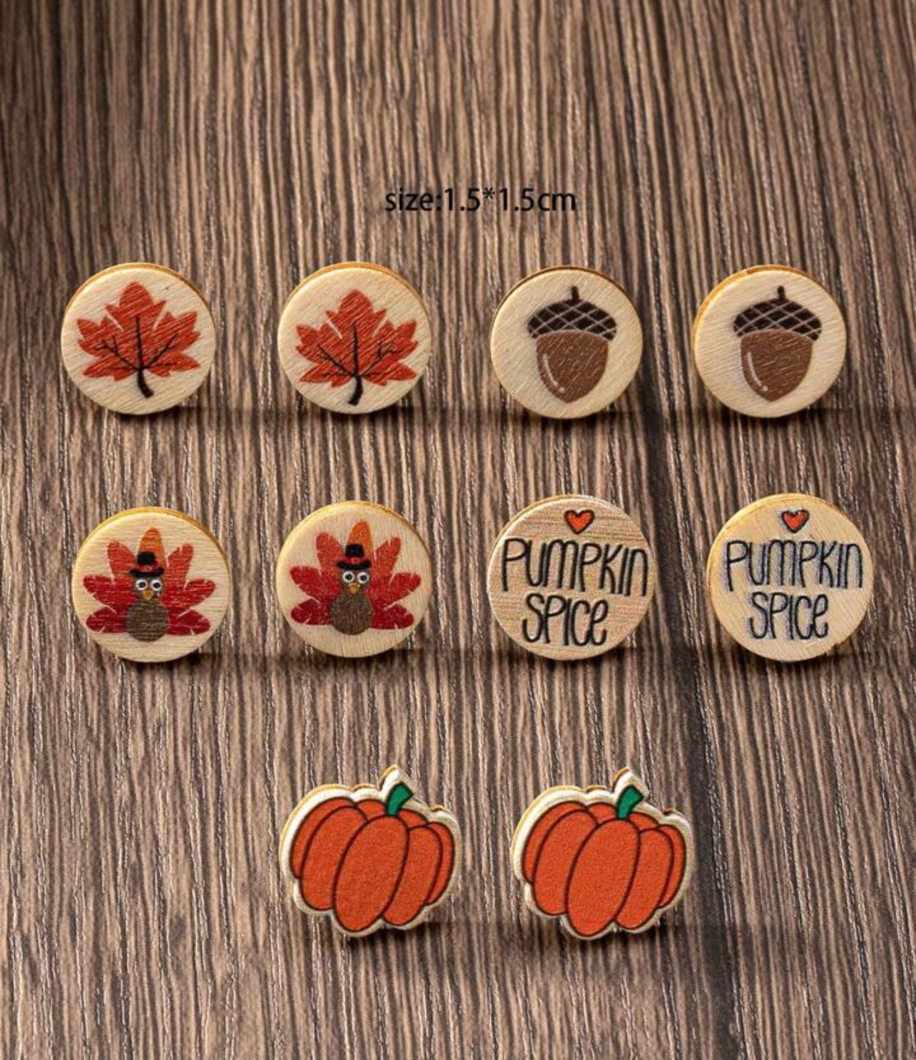 Adorable Fall Wood Studs Earrings Set