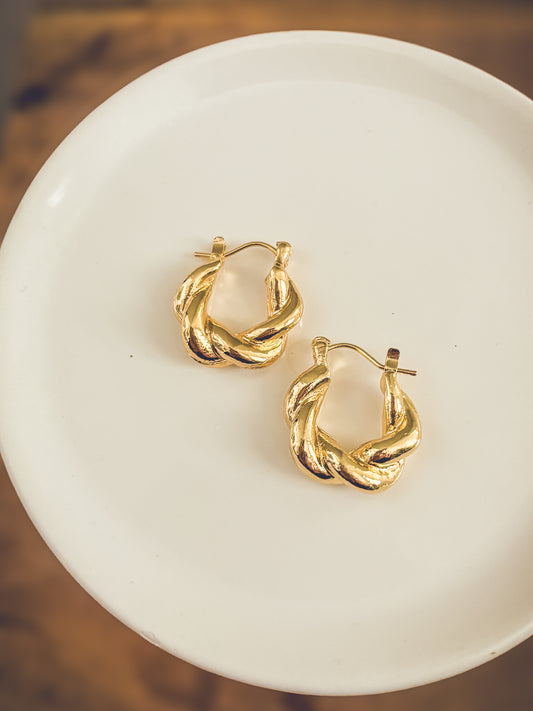 Beautiful Chunky Gold Twist Earrings