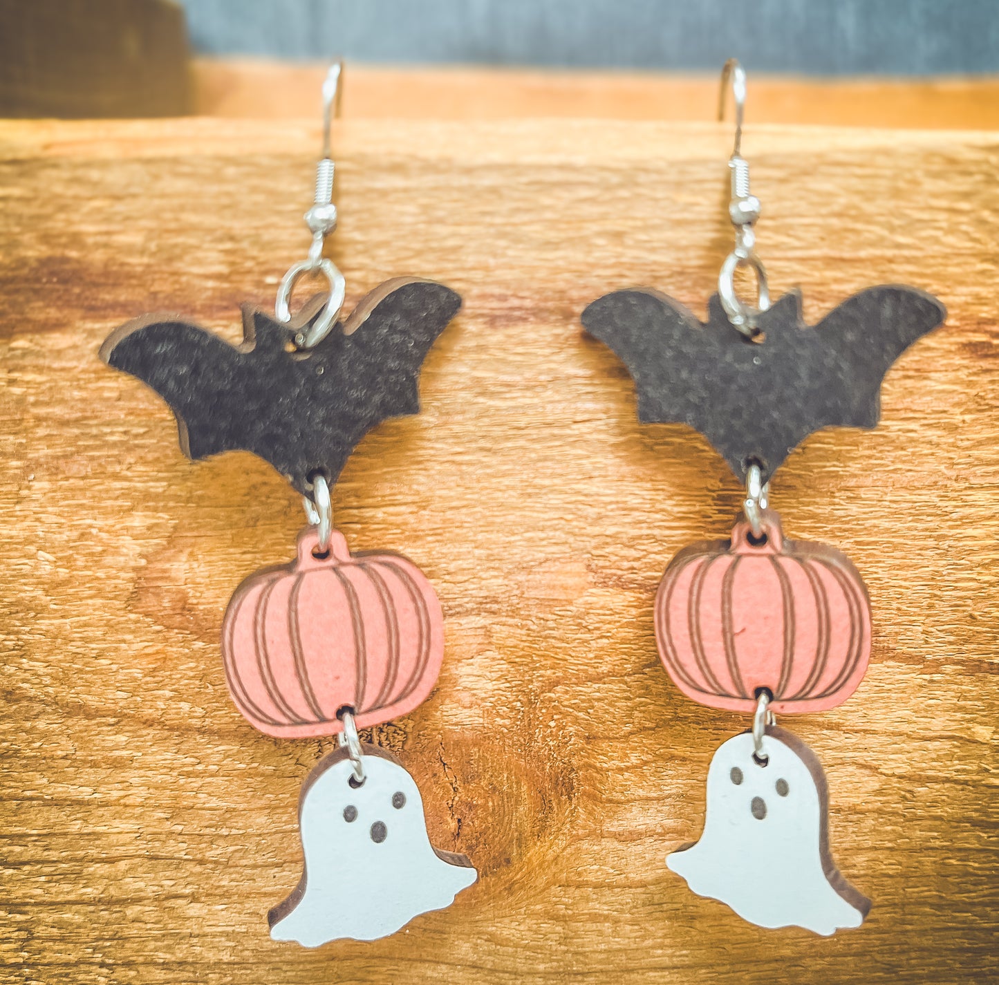 Adorable Wooden Halloween Earrings