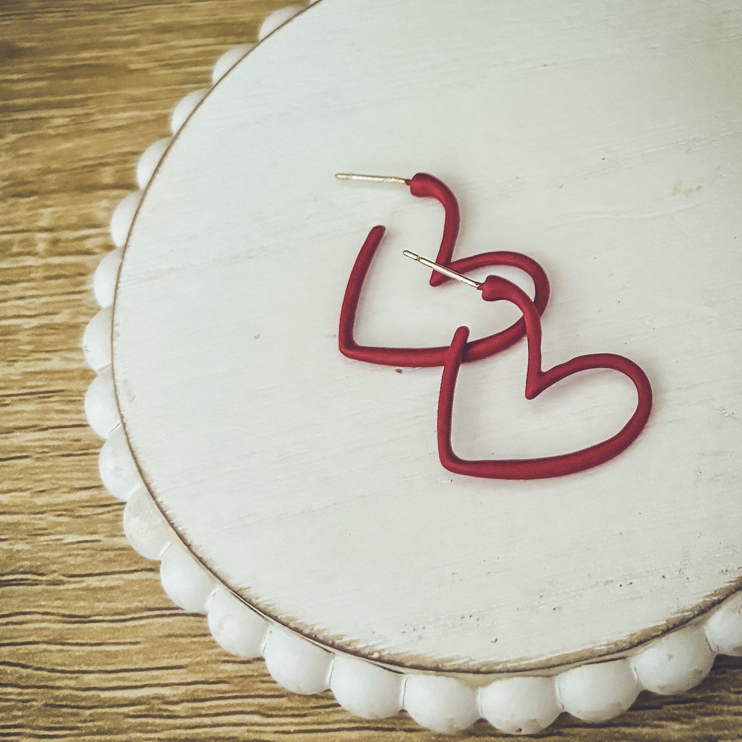 Pink or Red Heart Hoop Earrings