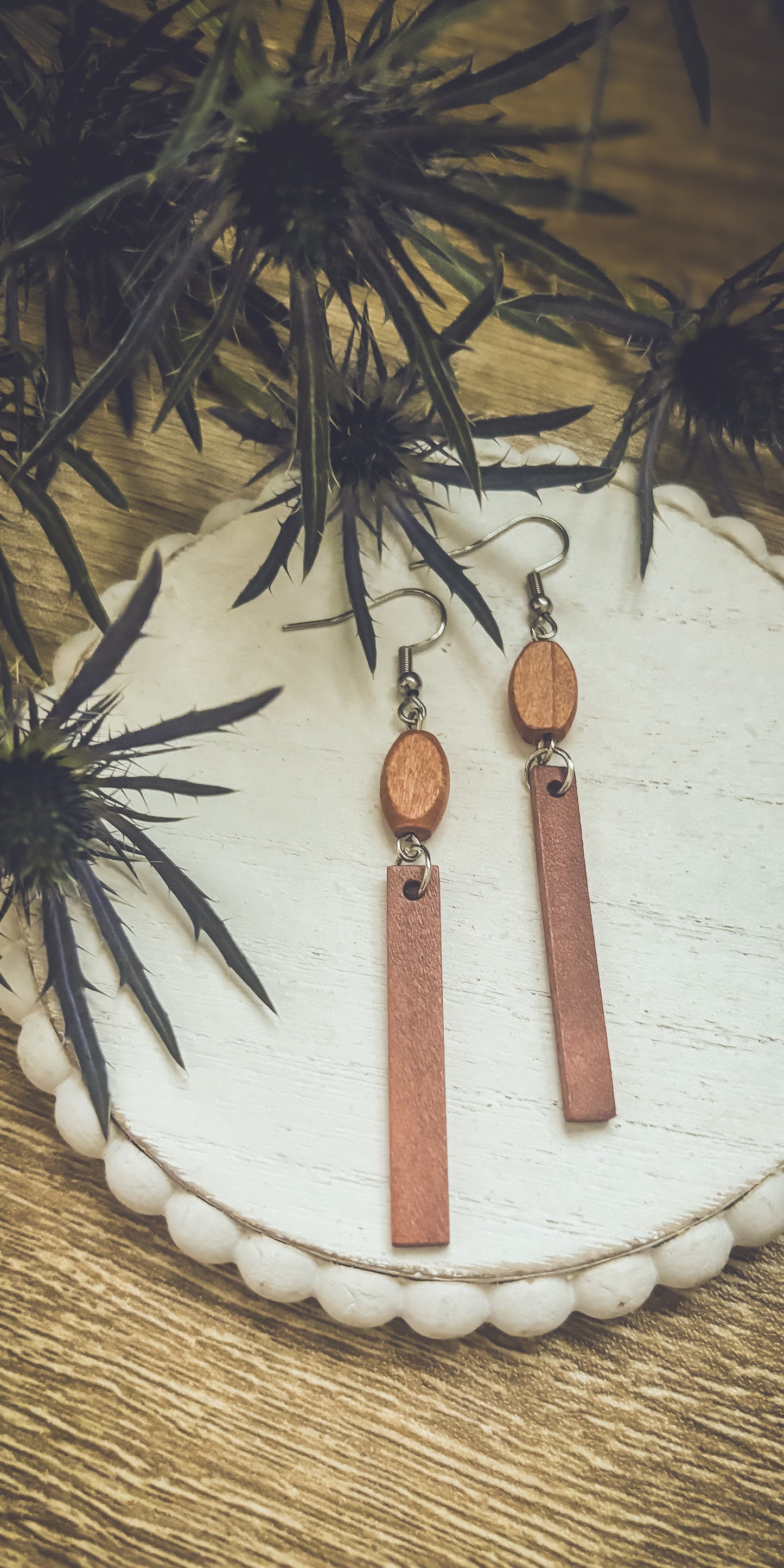 Beautiful Brown Wood Earrings