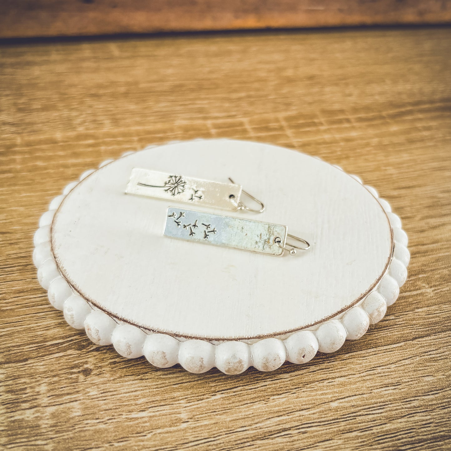 Silver Slat Dandelion Earrings