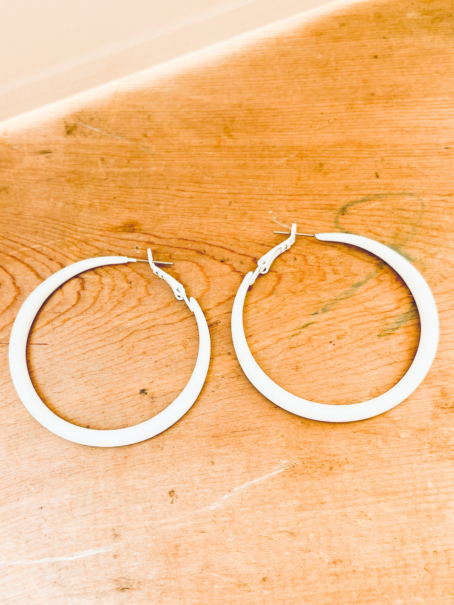 Beautiful Everyday White Hoop Earrings