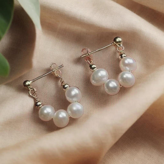 Beautiful Pearl Huggie Earrings
