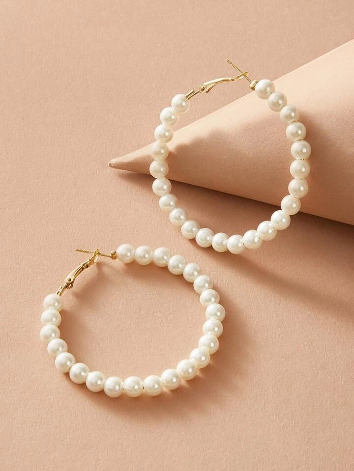 Beautiful Pearl Hoops