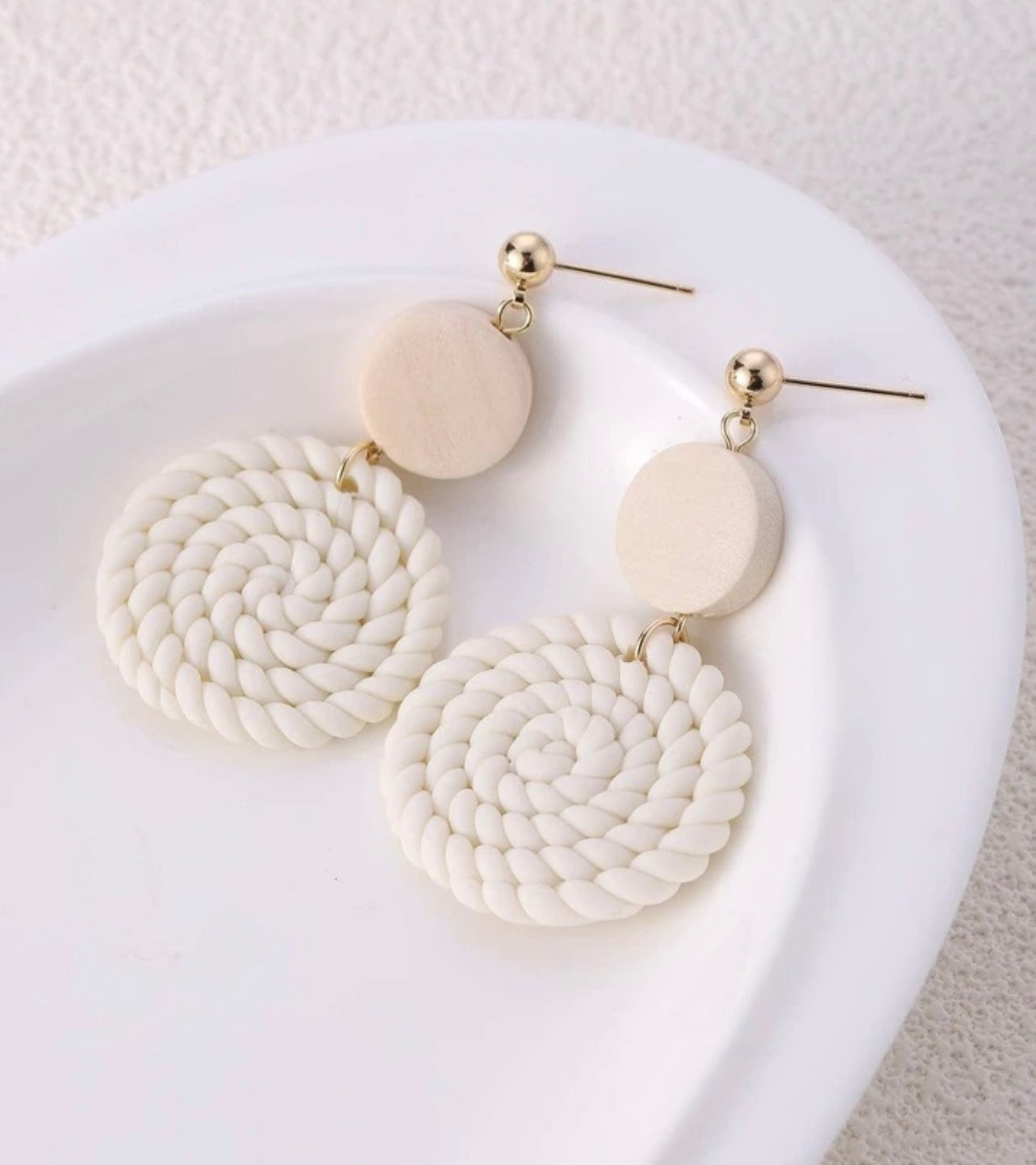 Beautiful Cream Clay Earrings