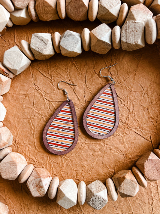 Beautiful Colorful Retro Wood Drop Earrings