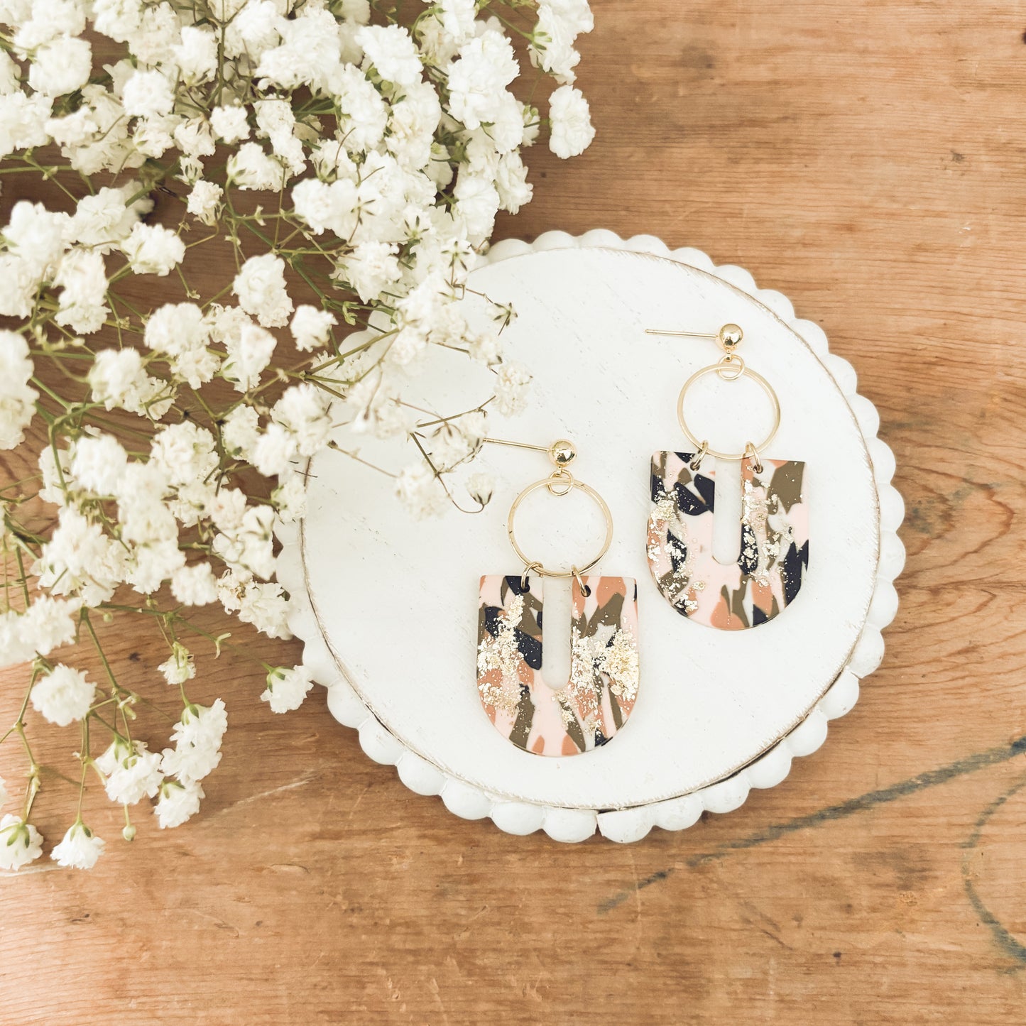 Beautiful Gold and Neutrals Geometric Earrings