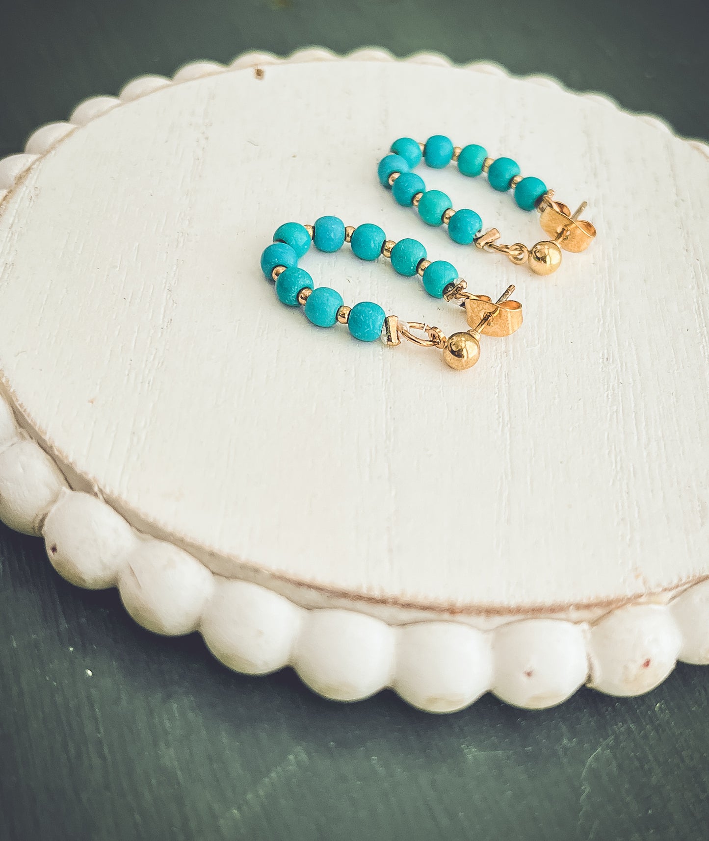 Beautiful Turquoise Huggie Hoops