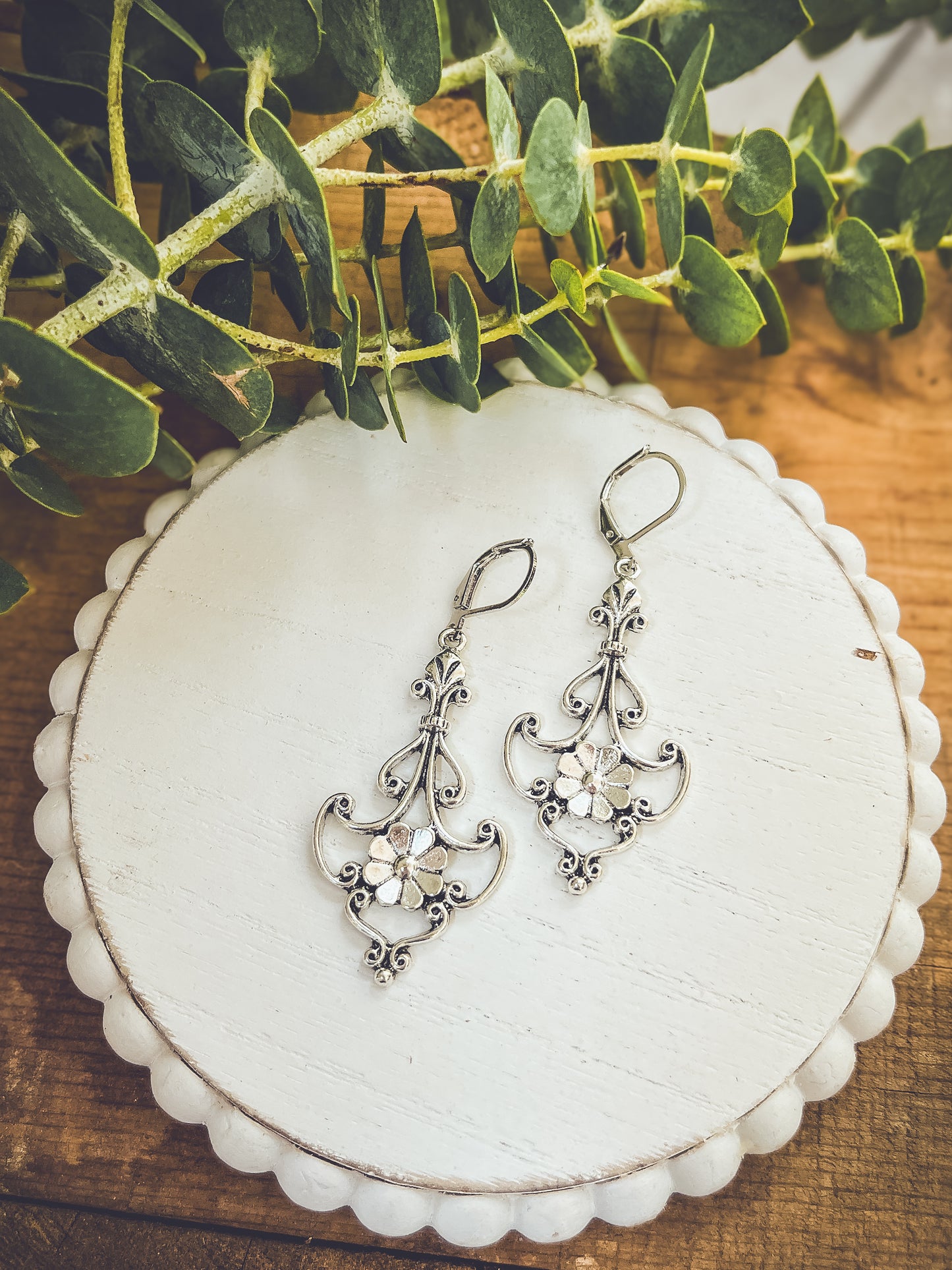 Beautiful Ornate Silver Drop Earrings