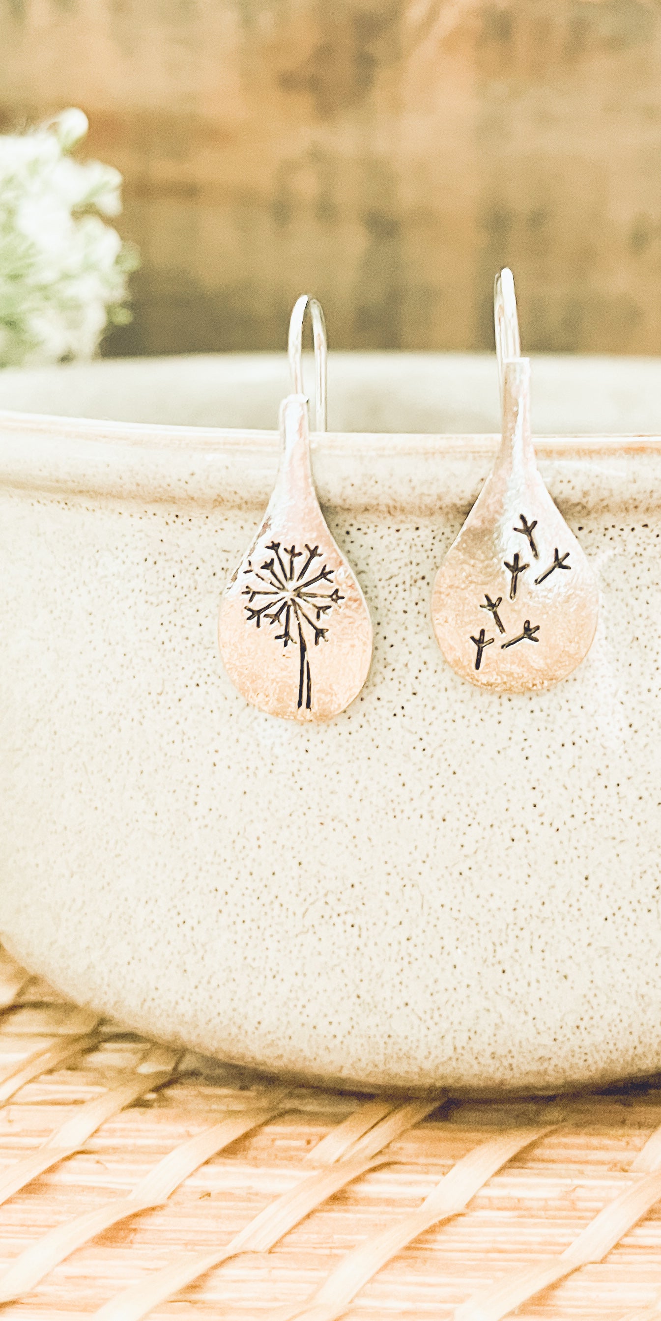 Silver Dandelion Earrings