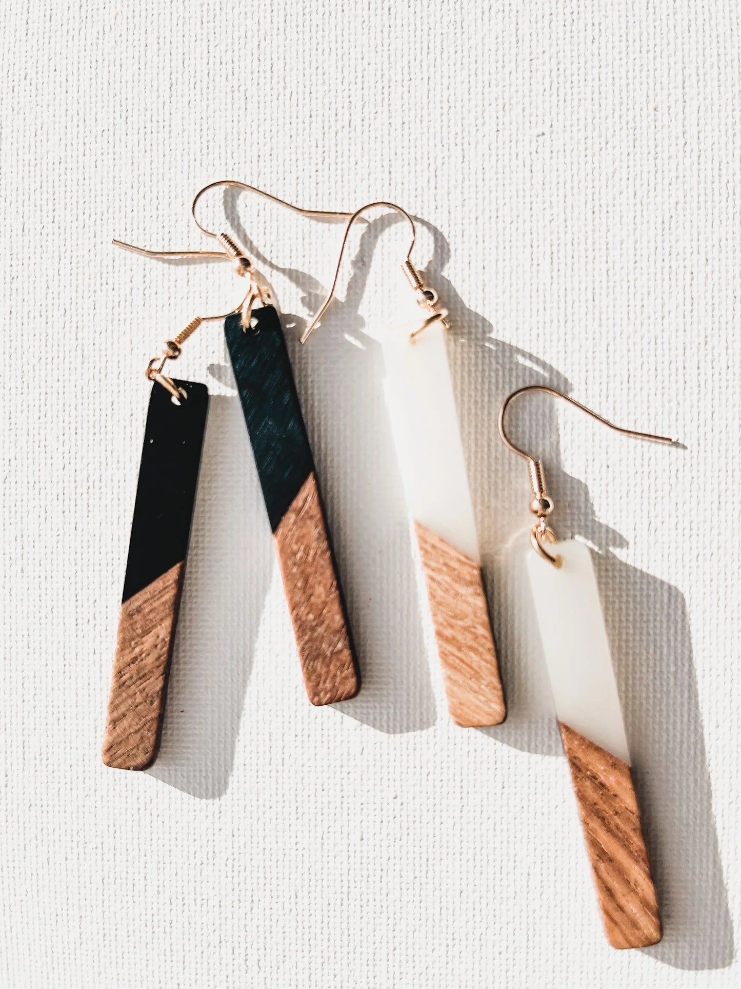 Beautiful Black Resin and Wood Earrings