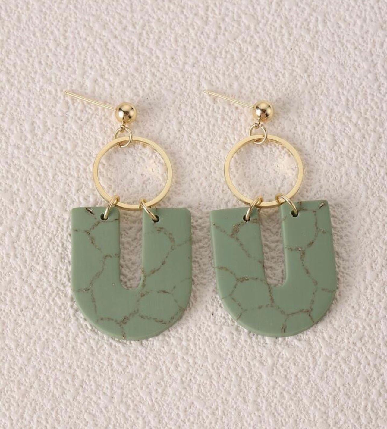 Beautiful Gold and Green Geometric Earrings