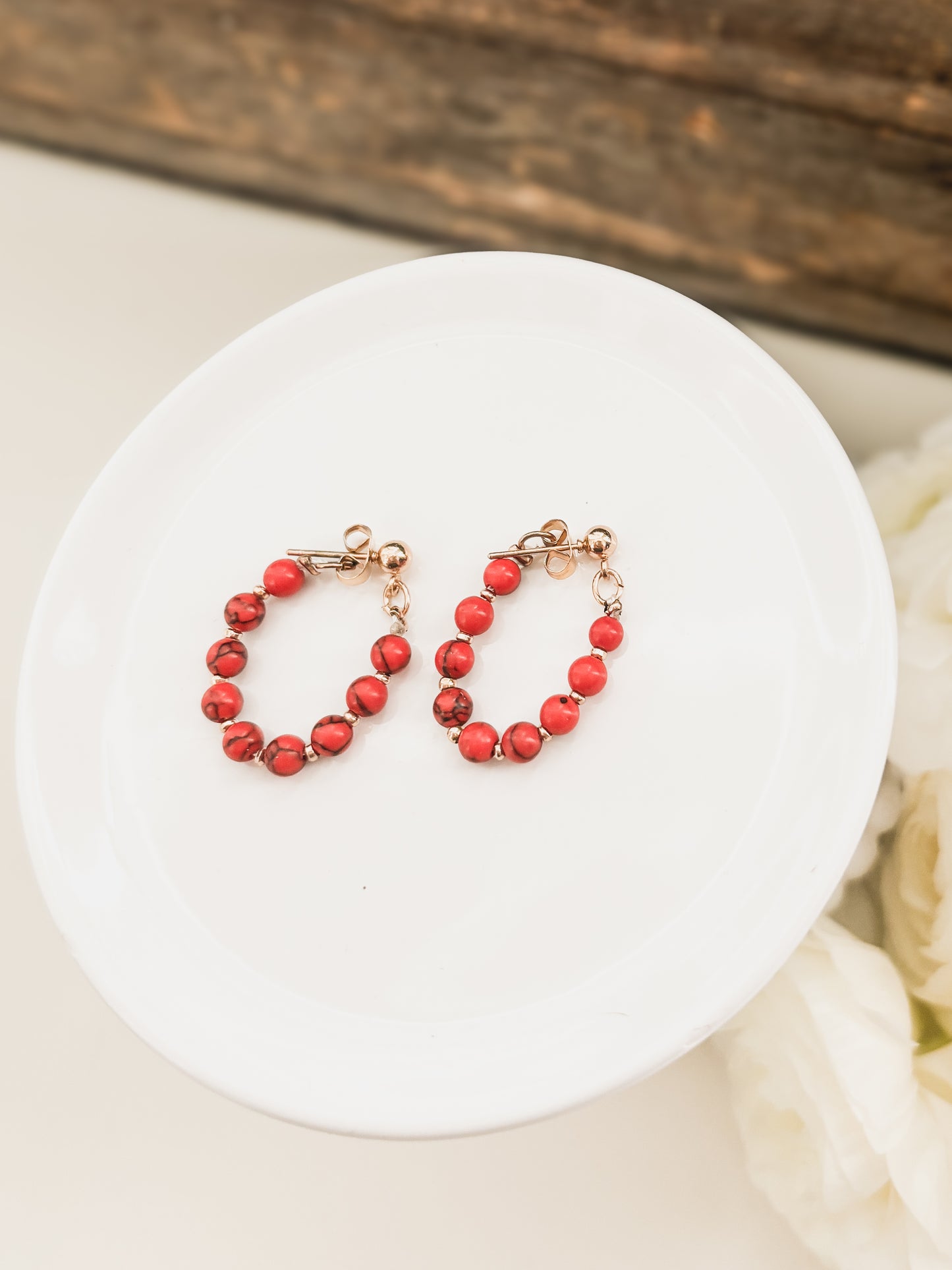 Beautiful Red Huggie Hoops