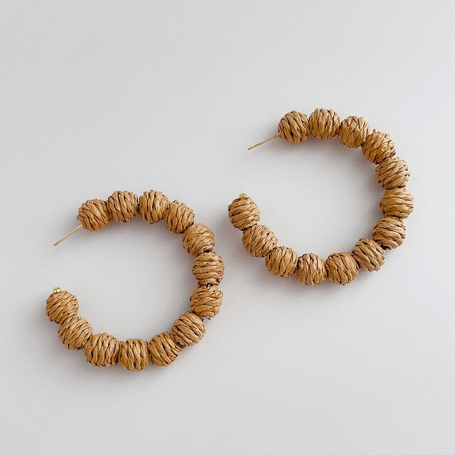 Beautiful Raffia Hoop Earrings