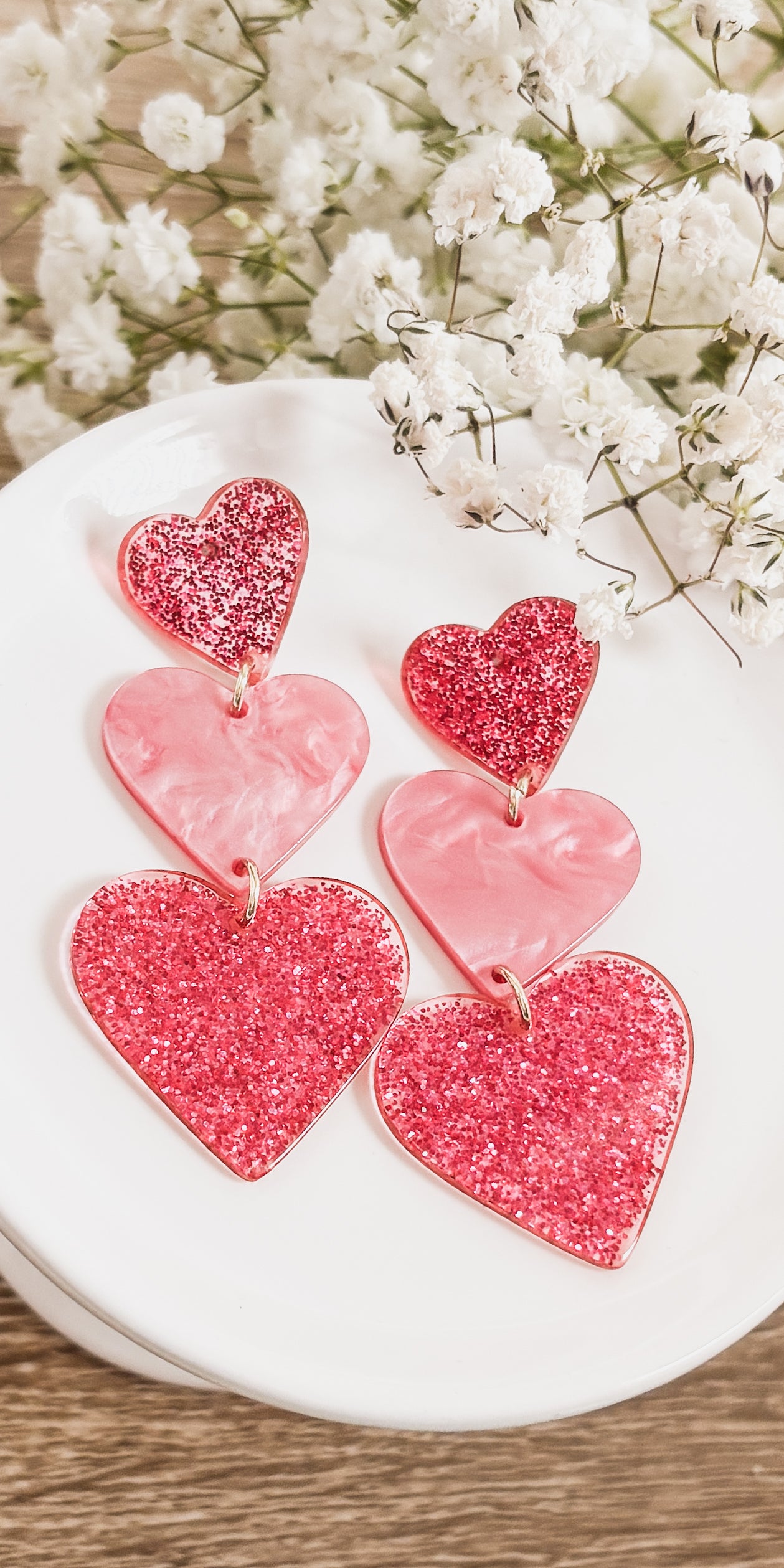 Beautiful Acrylic Heart Earrings