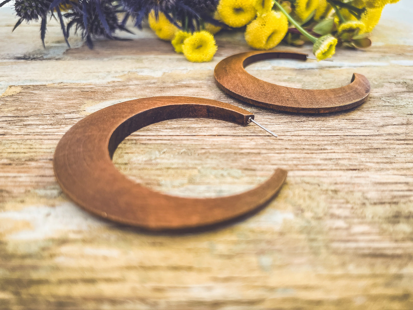 Beautiful Boho Wood Hoop Earrings