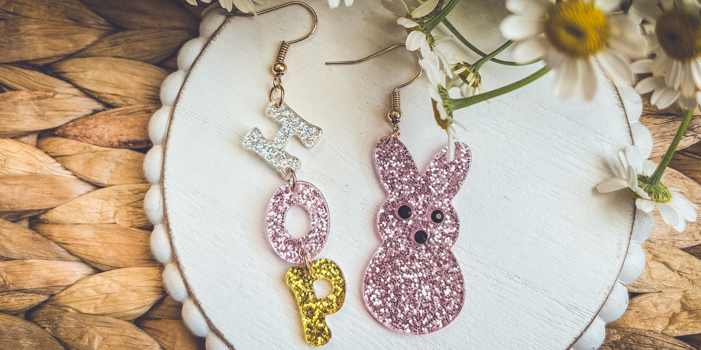 Adorable Acrylic Bunny Hop Earrings