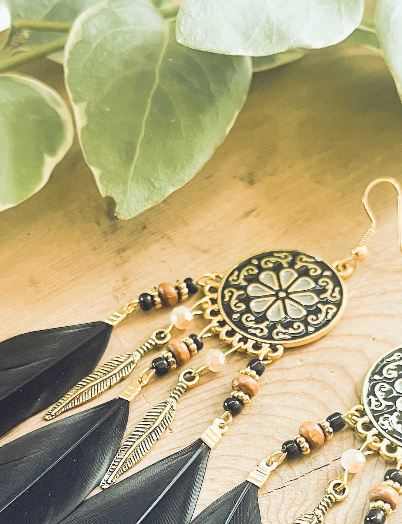 Beautiful Black Feather Earrings