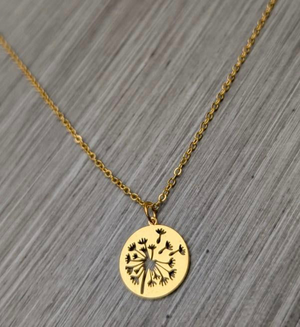 Stainless Steel Gold or Silver Dandelion Necklace