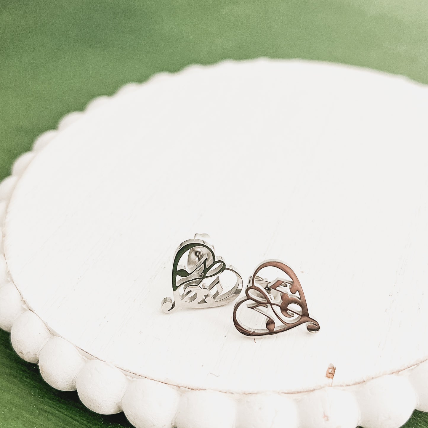 Beautiful Gold or Silver Heart Music Note Studs