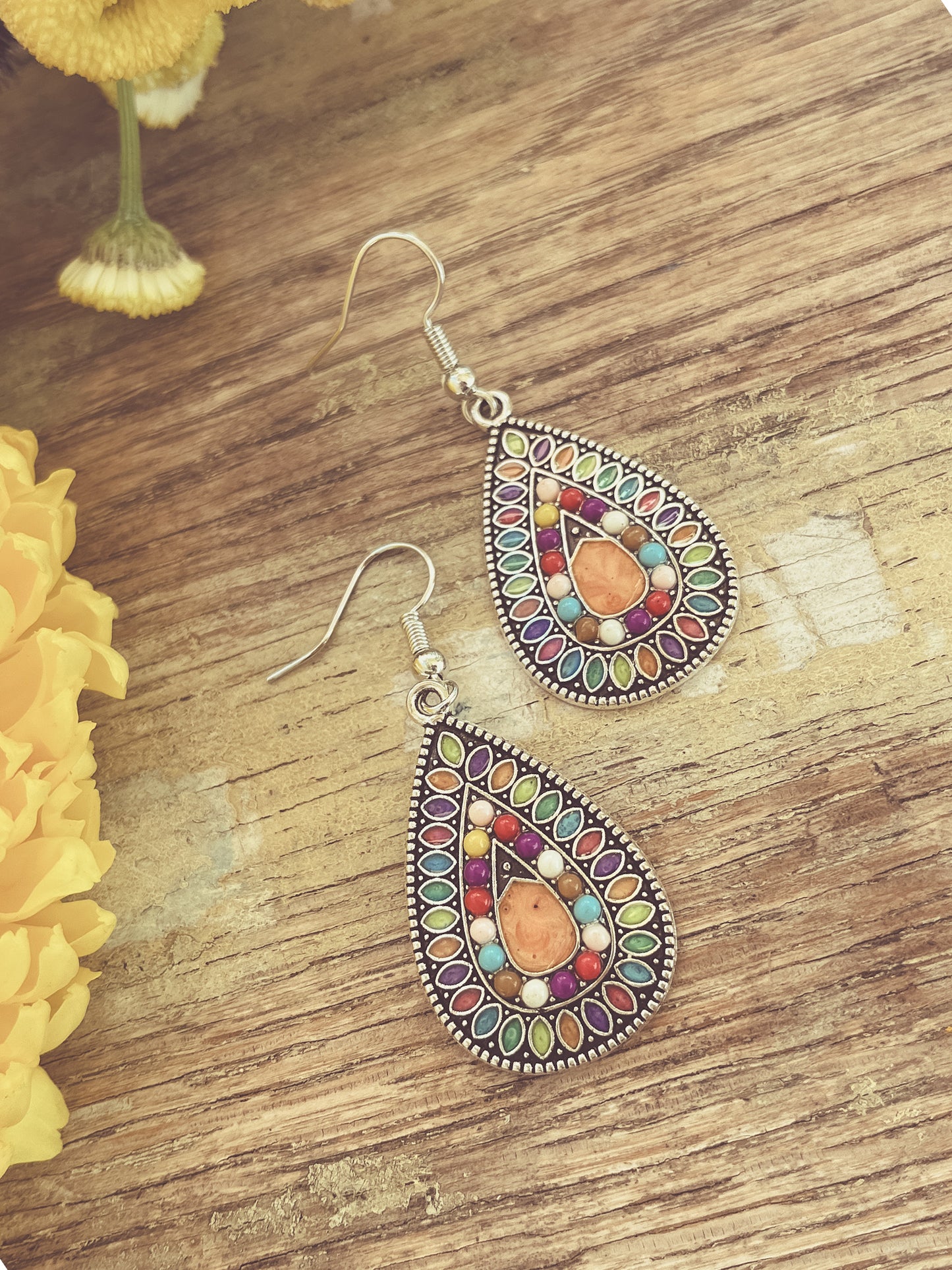 Beautiful Rainbow of Colors Drop Earrings