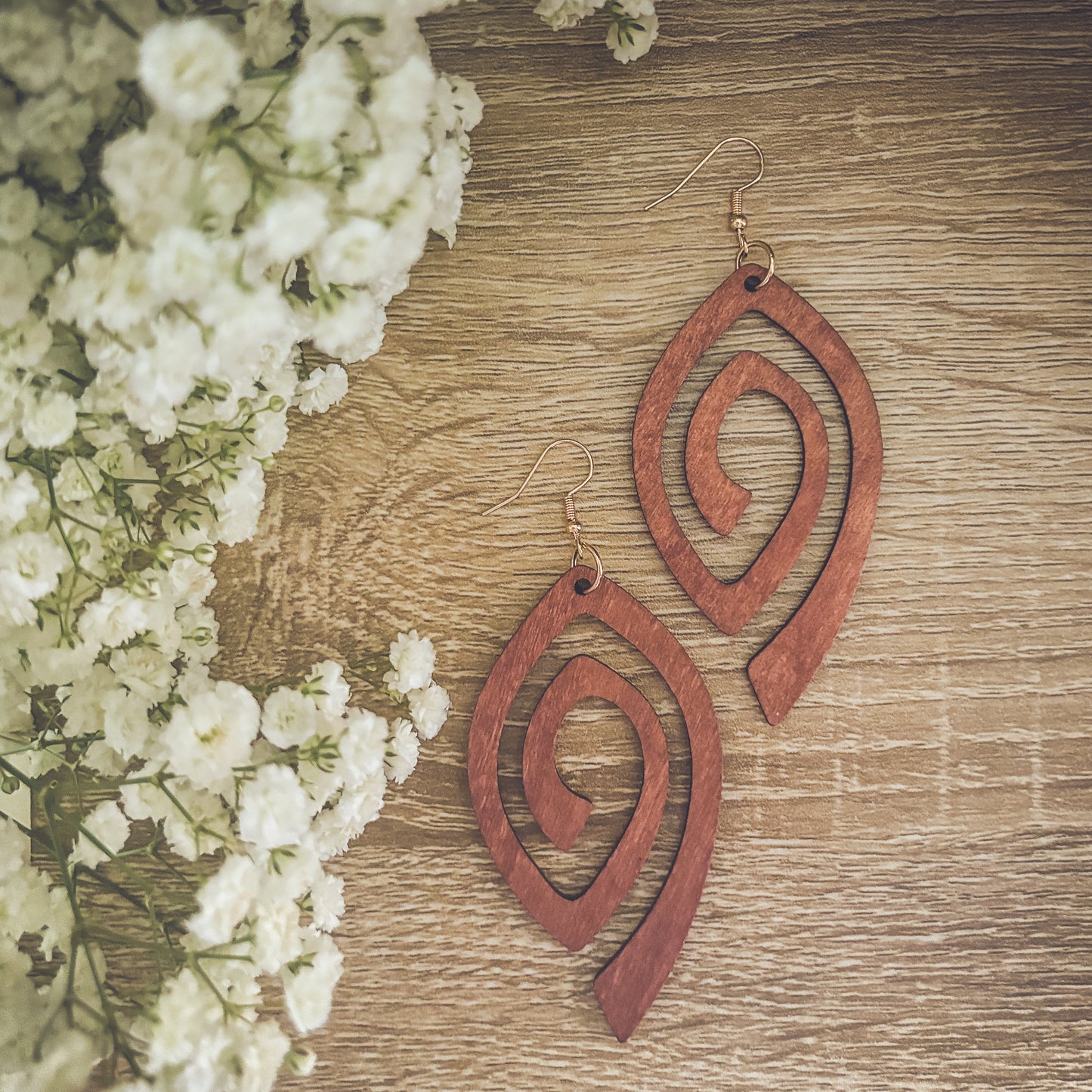 Beautiful Boho Wooden Drop Earrings