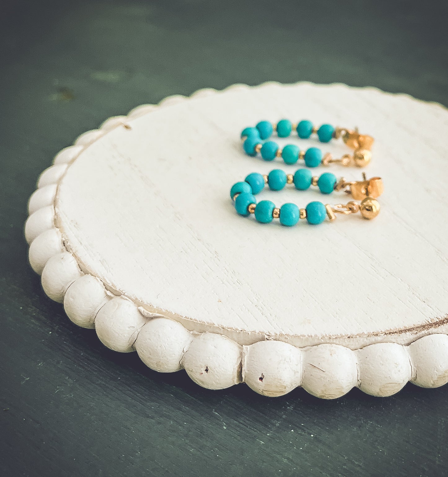 Beautiful Turquoise Huggie Hoops