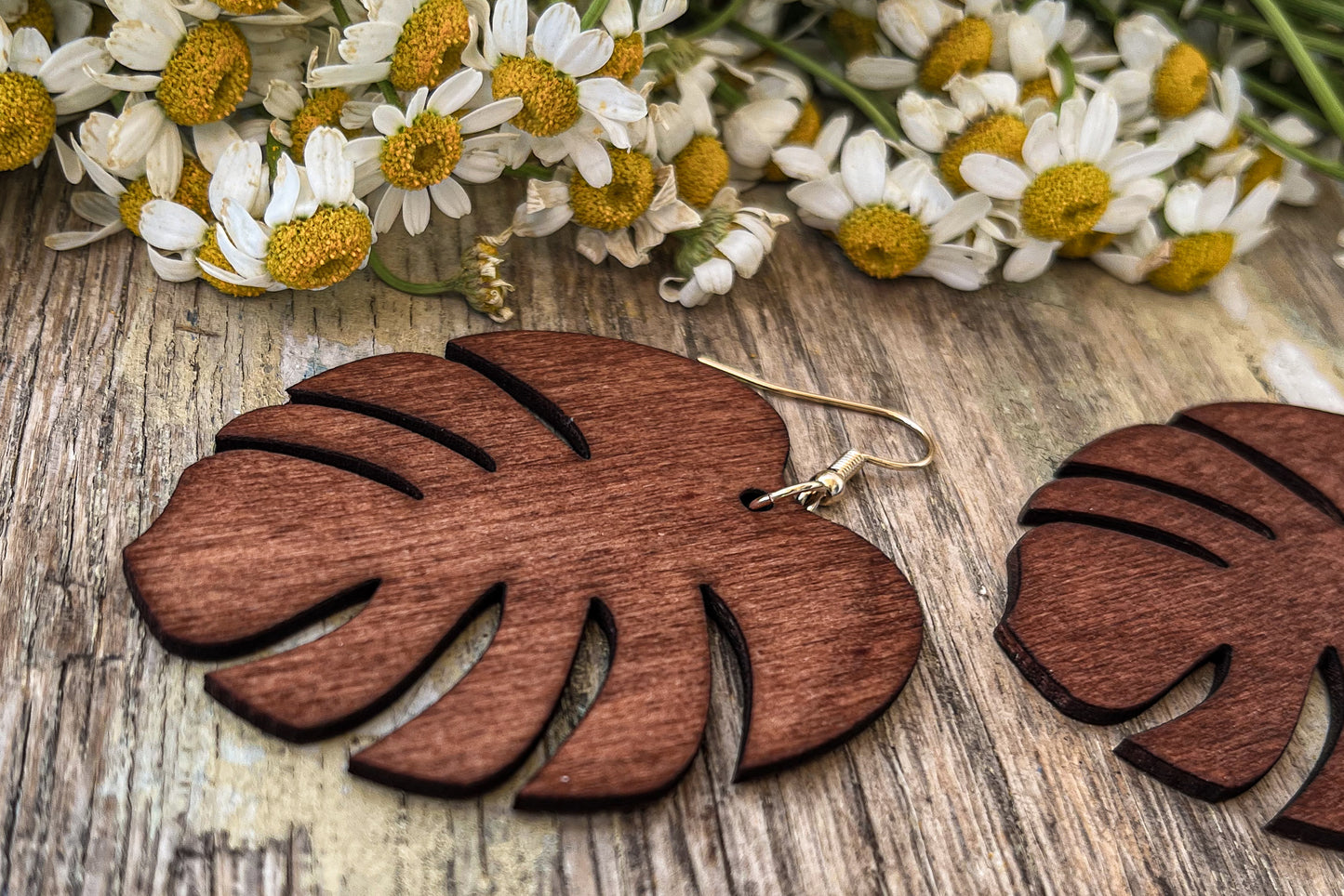 Beautiful Wood Leaf Earrings