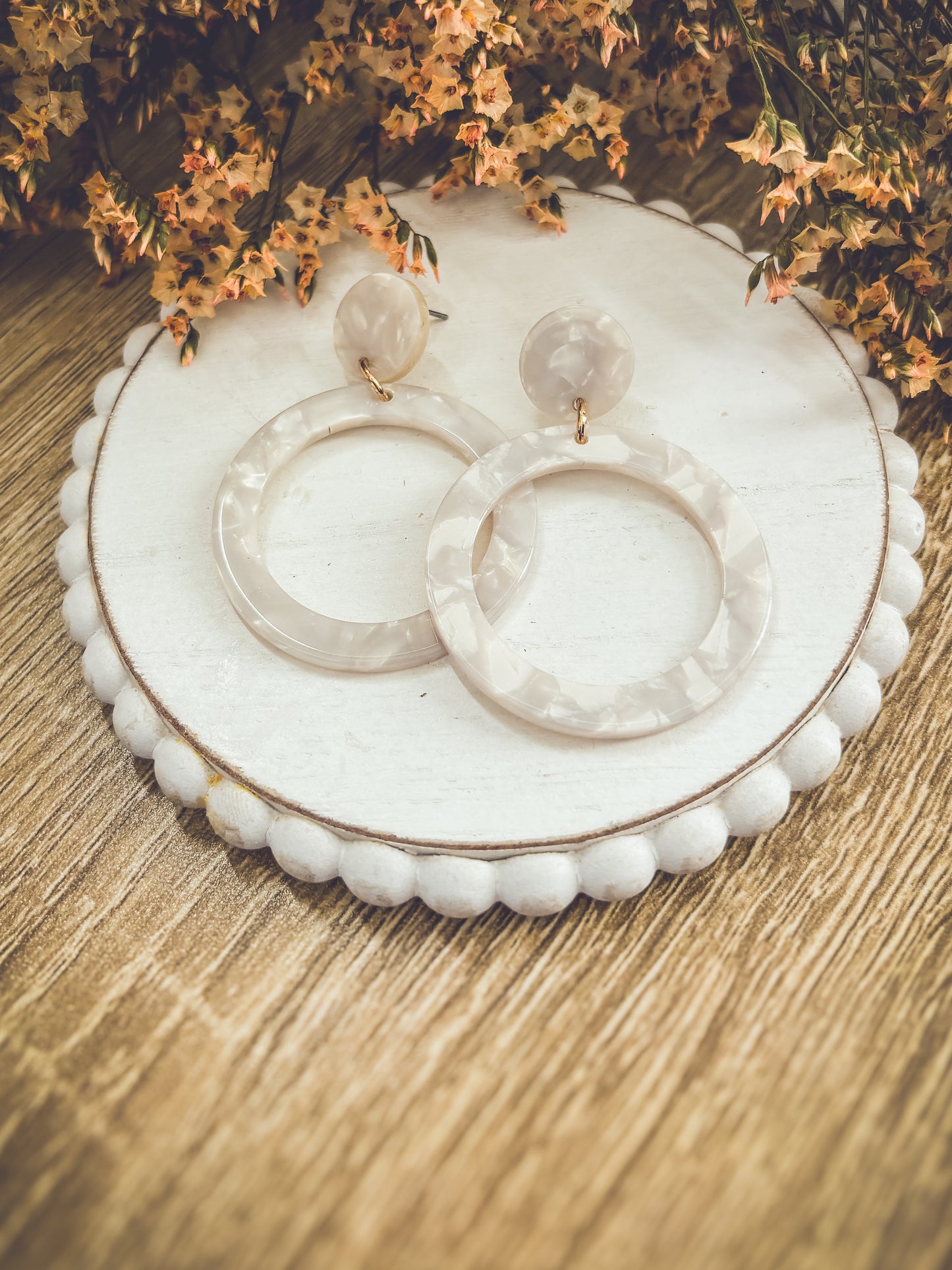 Beautiful White Acrylic Hoops