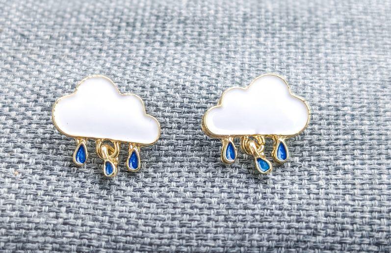 Dainty Rain Cloud Earrings