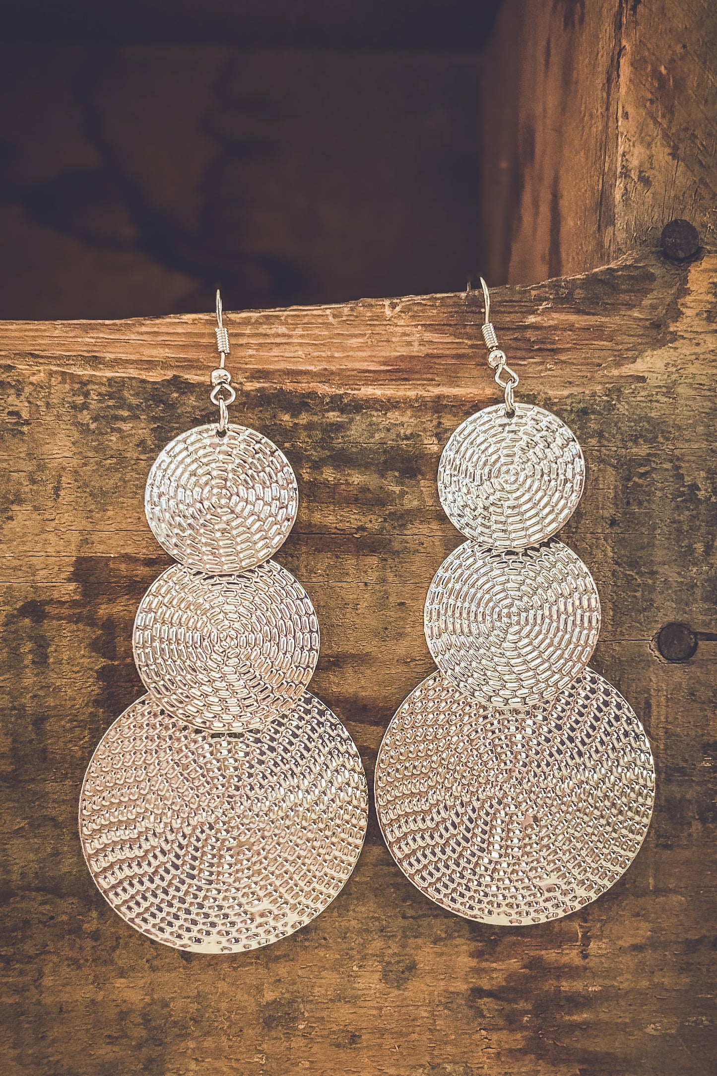 Beautiful Silver Disc Drop Earrings