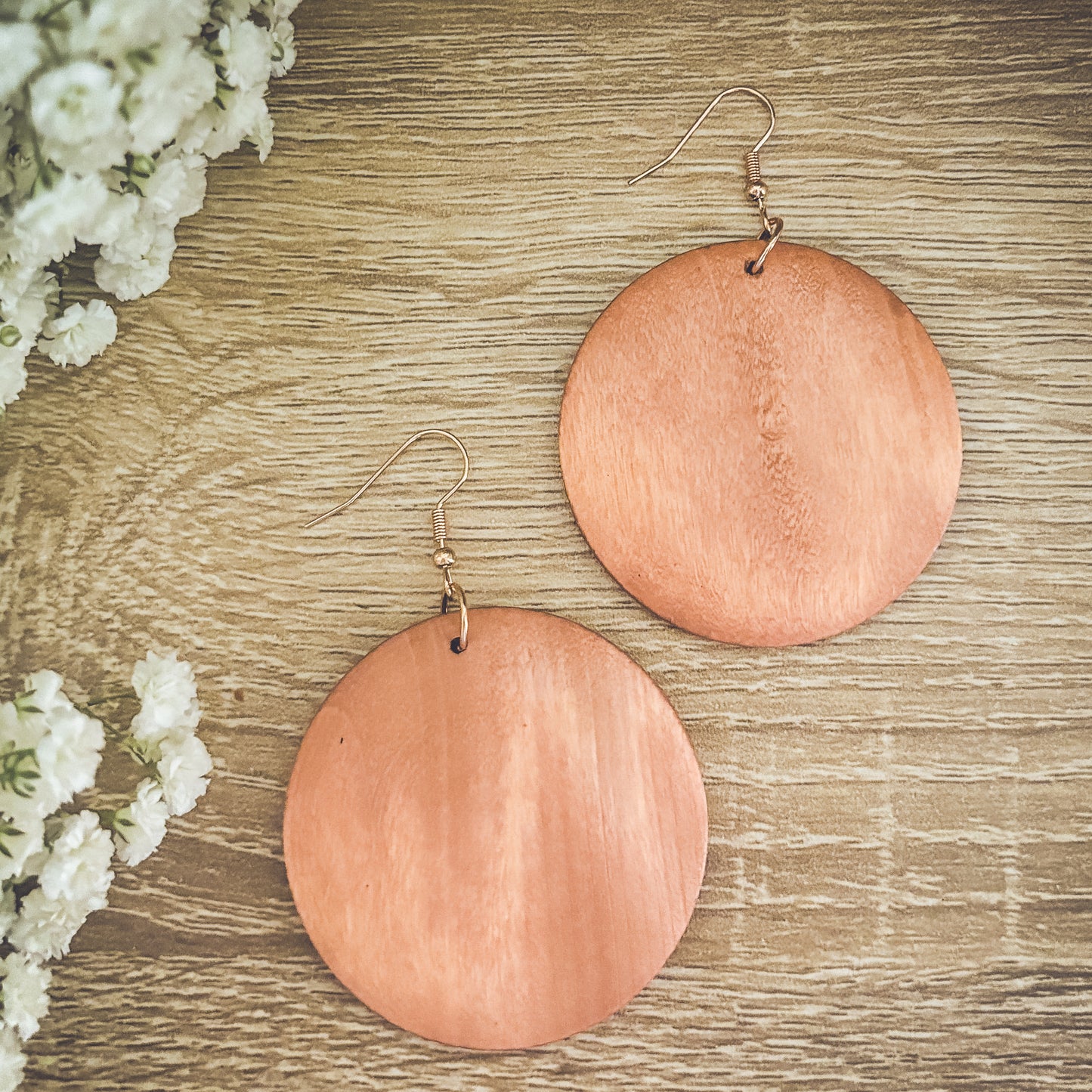 Beautiful Wood Circle Earrings