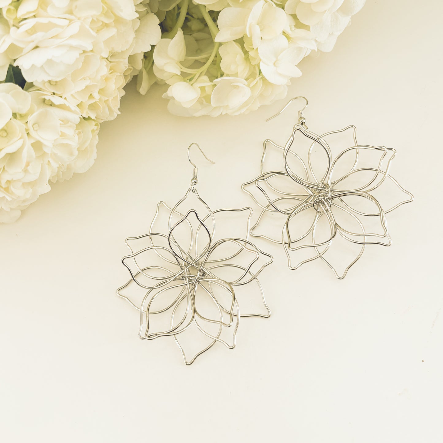 Beautiful Silver Flower Earrings