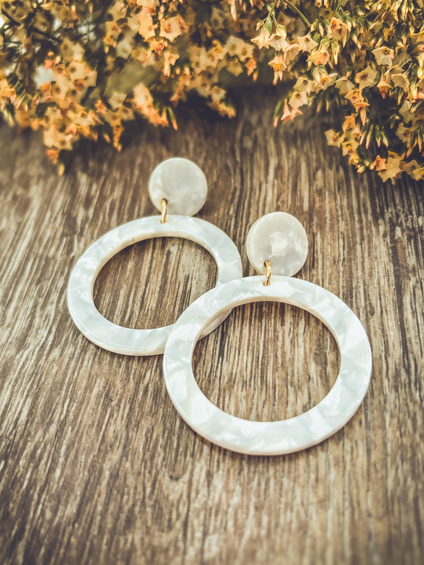 Beautiful White Acrylic Hoops